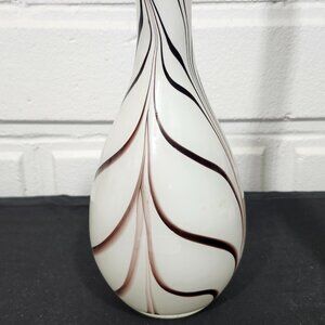 Vintage Italian Murano Style Chocolate and White Blown Glass Vase